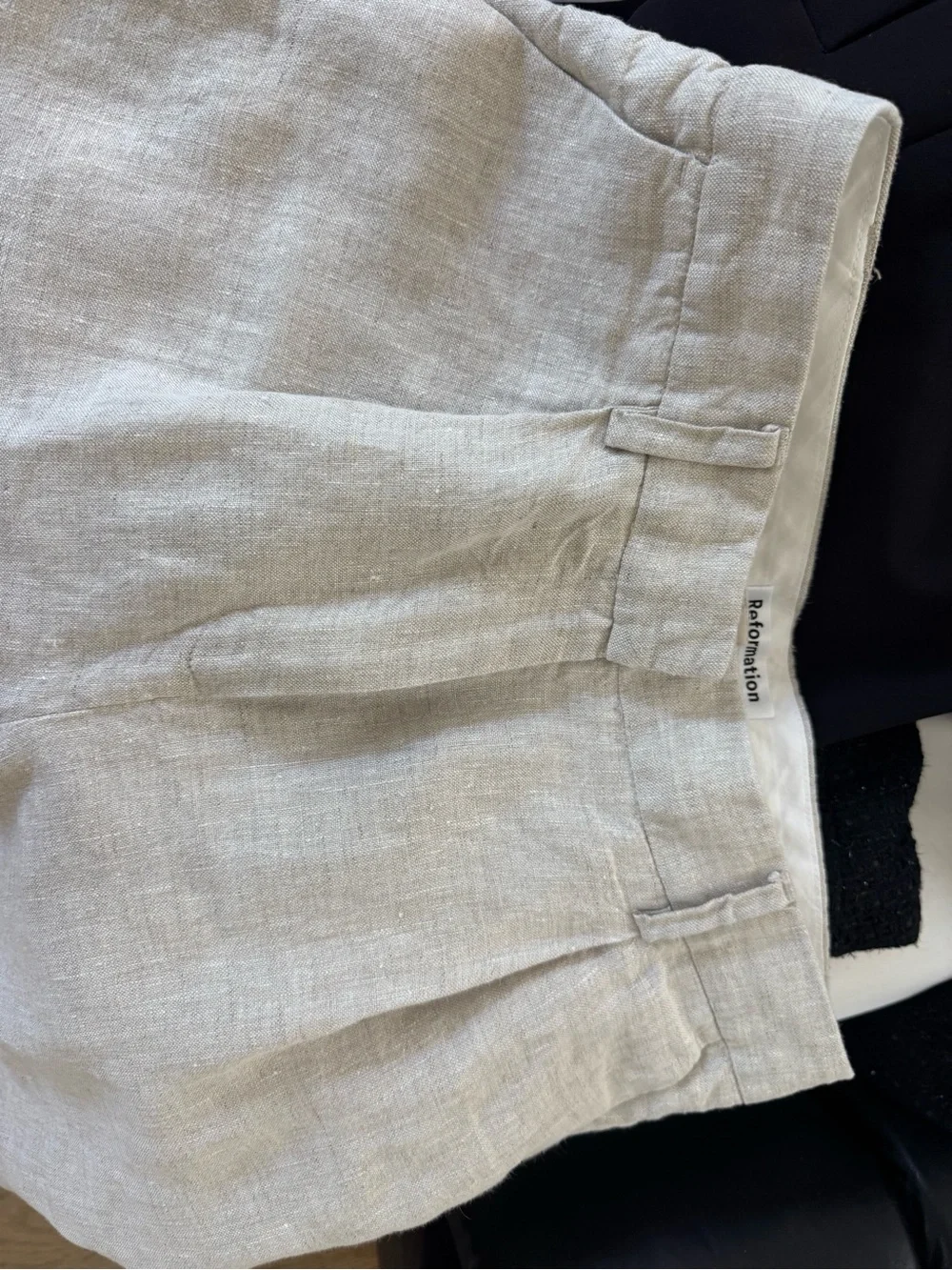 Reformation Asher Linen Low Rise Pant in Oatmeal Womans 6